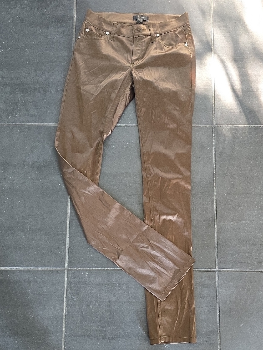 Mango Brown Shiny Stretch Coated Women’s Skinny Jean Pant